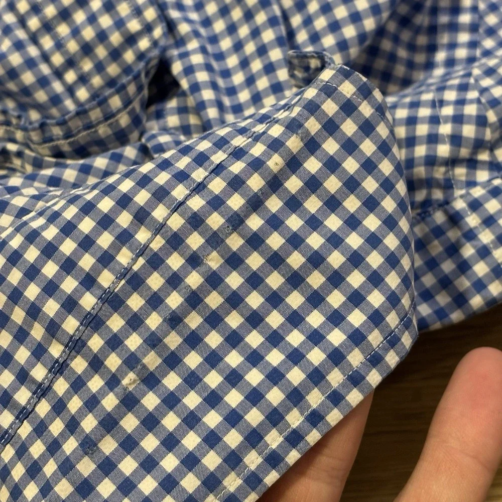 Polo Ralph Lauren Shirt Classic Cotton Stretch Mens XL Blue Gingham Check Pony